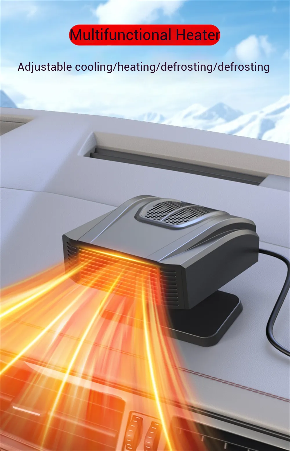 12V Portable Car Heater Warm Fan Rapid Heating Defrost Demist Device