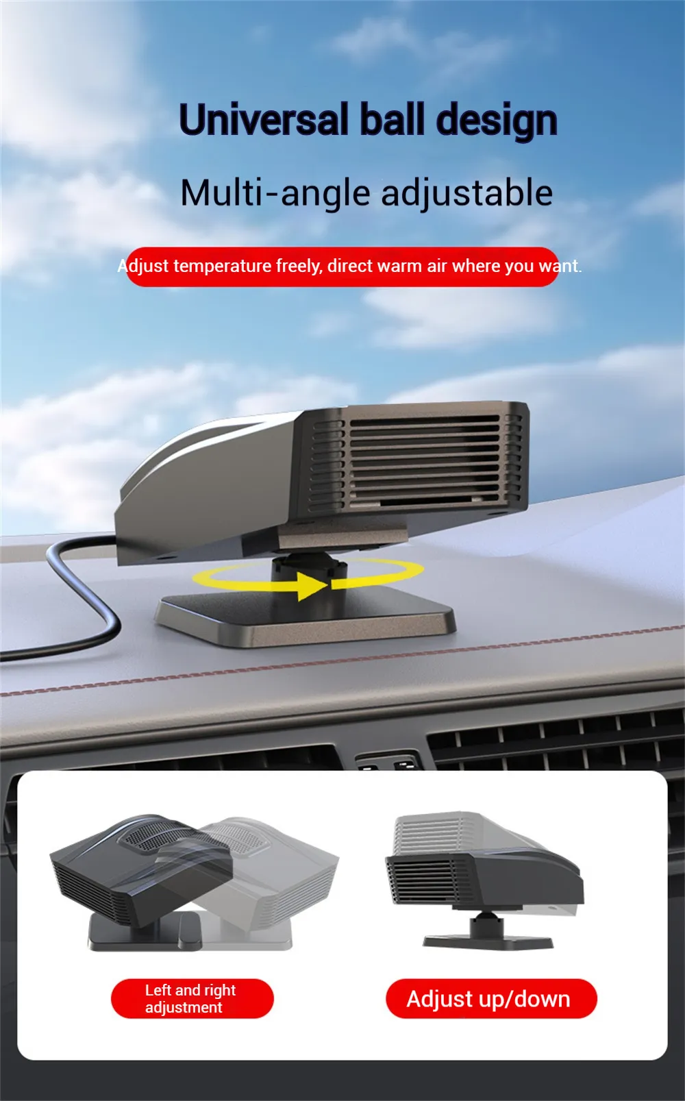12V Portable Car Heater Warm Fan Rapid Heating Defrost Demist Device