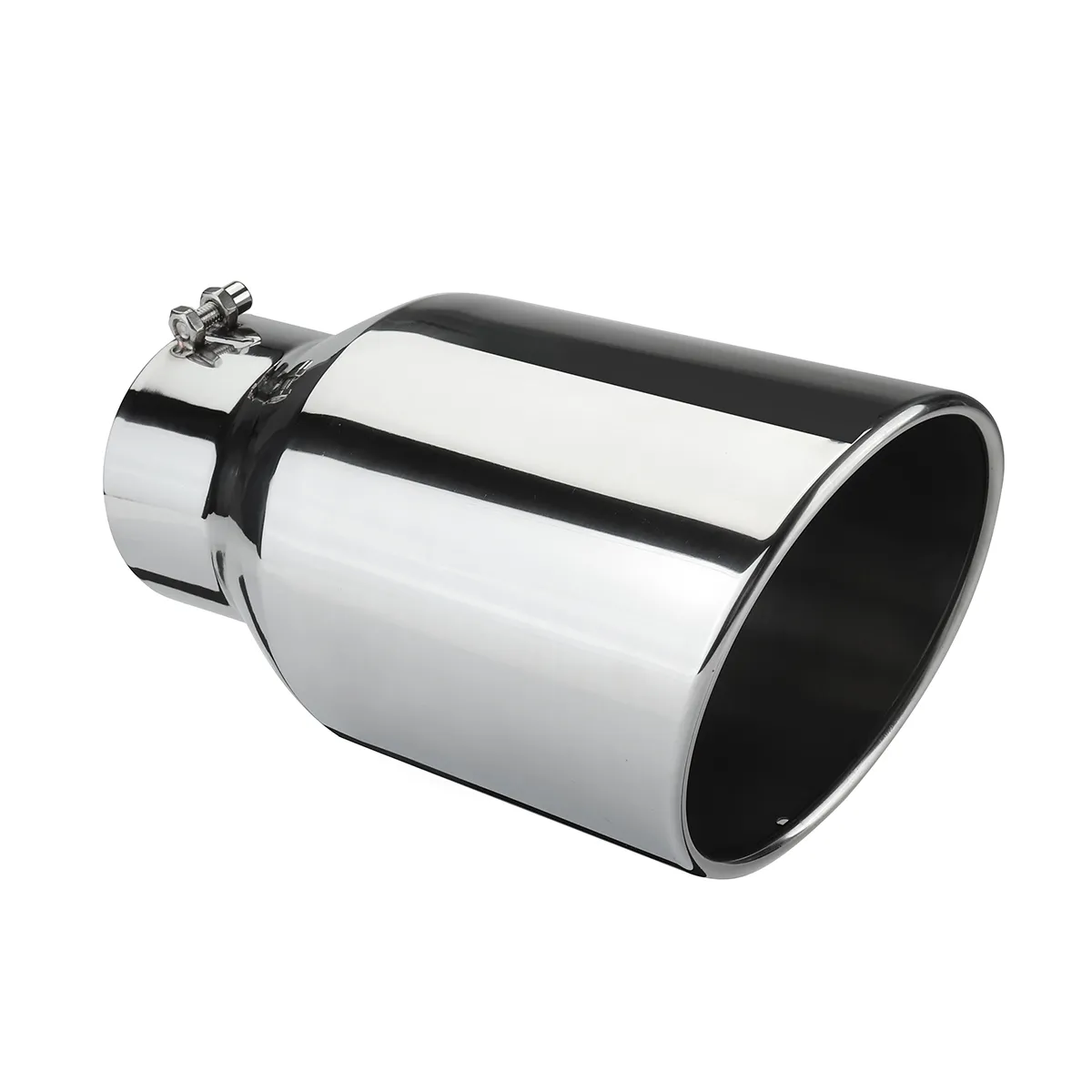 Universal 4 Inch Inlet 6 Inch Outlet Exhaust Tip 12 Inch Length Tailpipe Anti-Corrosive High Temperature Resistant Angle Cut Design Car Truck Accessories