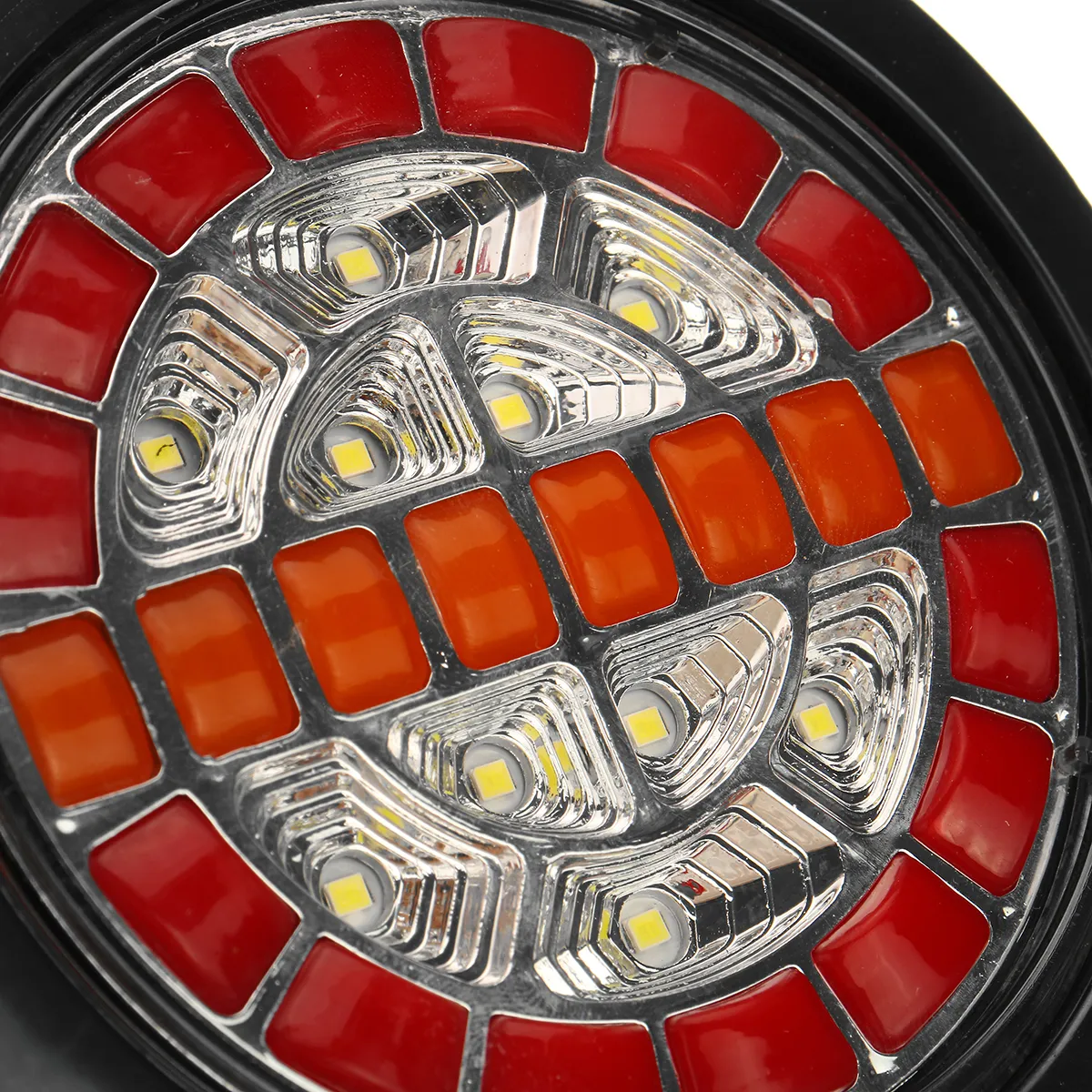 Rear Round Hamburger Led Tail Stop Lights Turn Signal Reverse Slim Lamp 12-24V