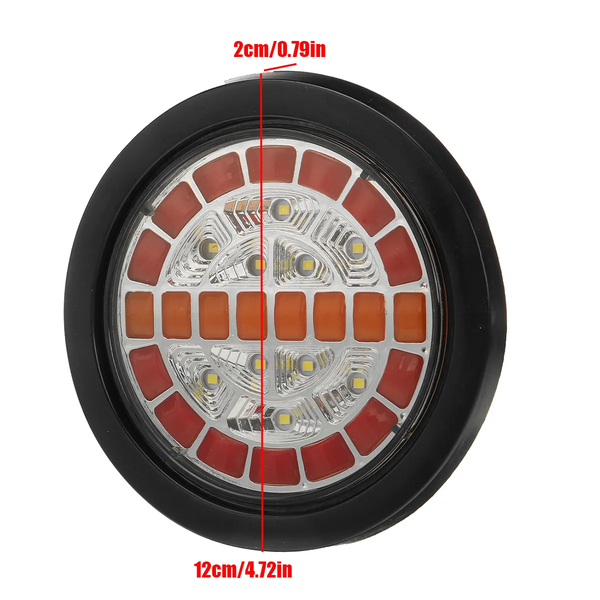 Rear Round Hamburger Led Tail Stop Lights Turn Signal Reverse Slim Lamp 12-24V