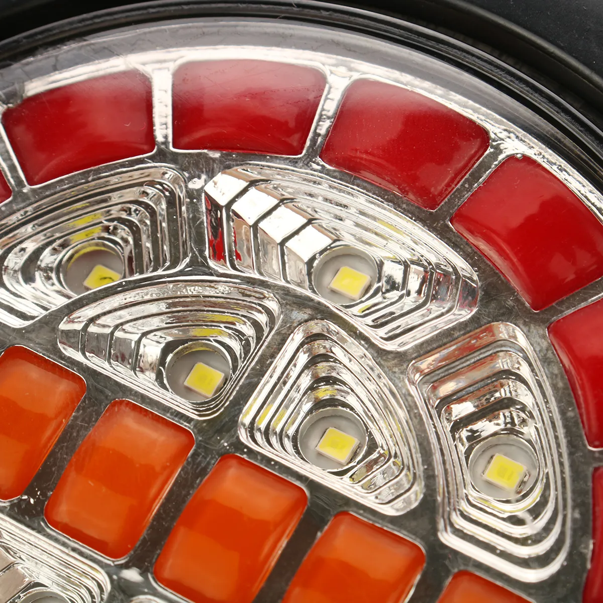 Rear Round Hamburger Led Tail Stop Lights Turn Signal Reverse Slim Lamp 12-24V