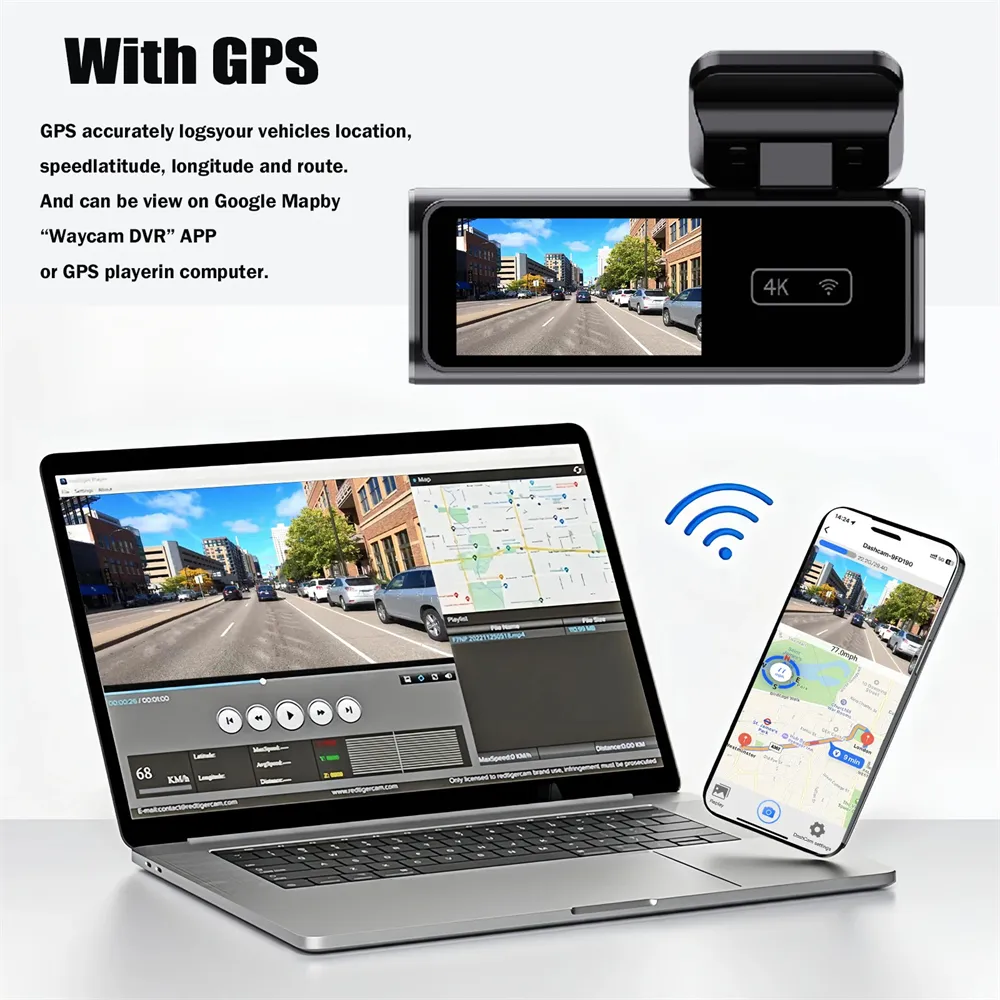 4K Ultra HD Dual Channel Dash Cam 1080P Rear Lens GPS WiFi WDR Night Vision G-Sensor Loop Recording 170° Wide Angle Car Recorder 4K Ultra HD Dual Channel Dash Cam 1080P Rear Lens GPS WiFi WDR Night Vision G-Sensor Loop Recording 170° Wide Angle Car Recorder
