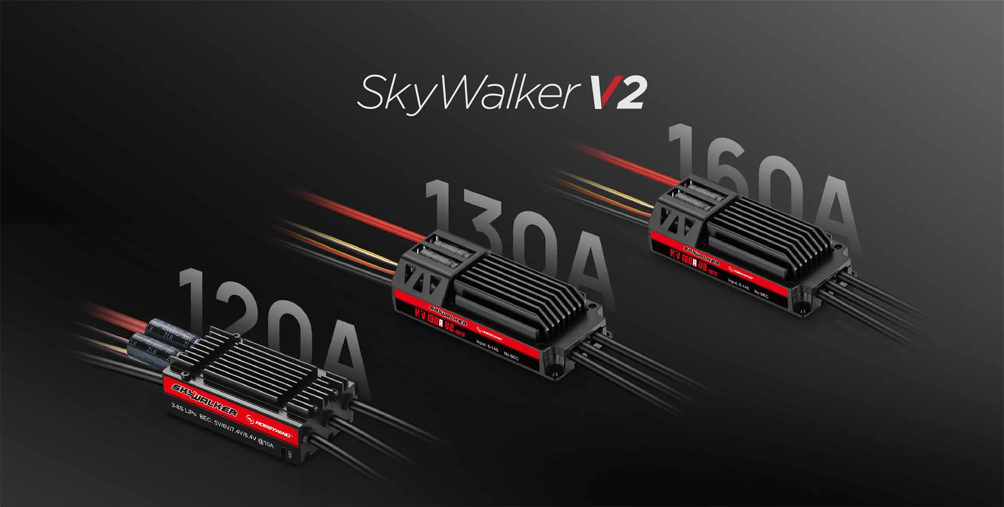 Hobbywing SkyWalker HV 130A OPTO V2 Brushless ESC 6-14S Lipo NO BEC With Reverse Brake for Fixed-Wing RC Airplane Hobbywing SkyWalker HV 130A OPTO V2 Brushless ESC 6-14S Lipo NO BEC With Reverse Brake for Fixed-Wing RC Airplane