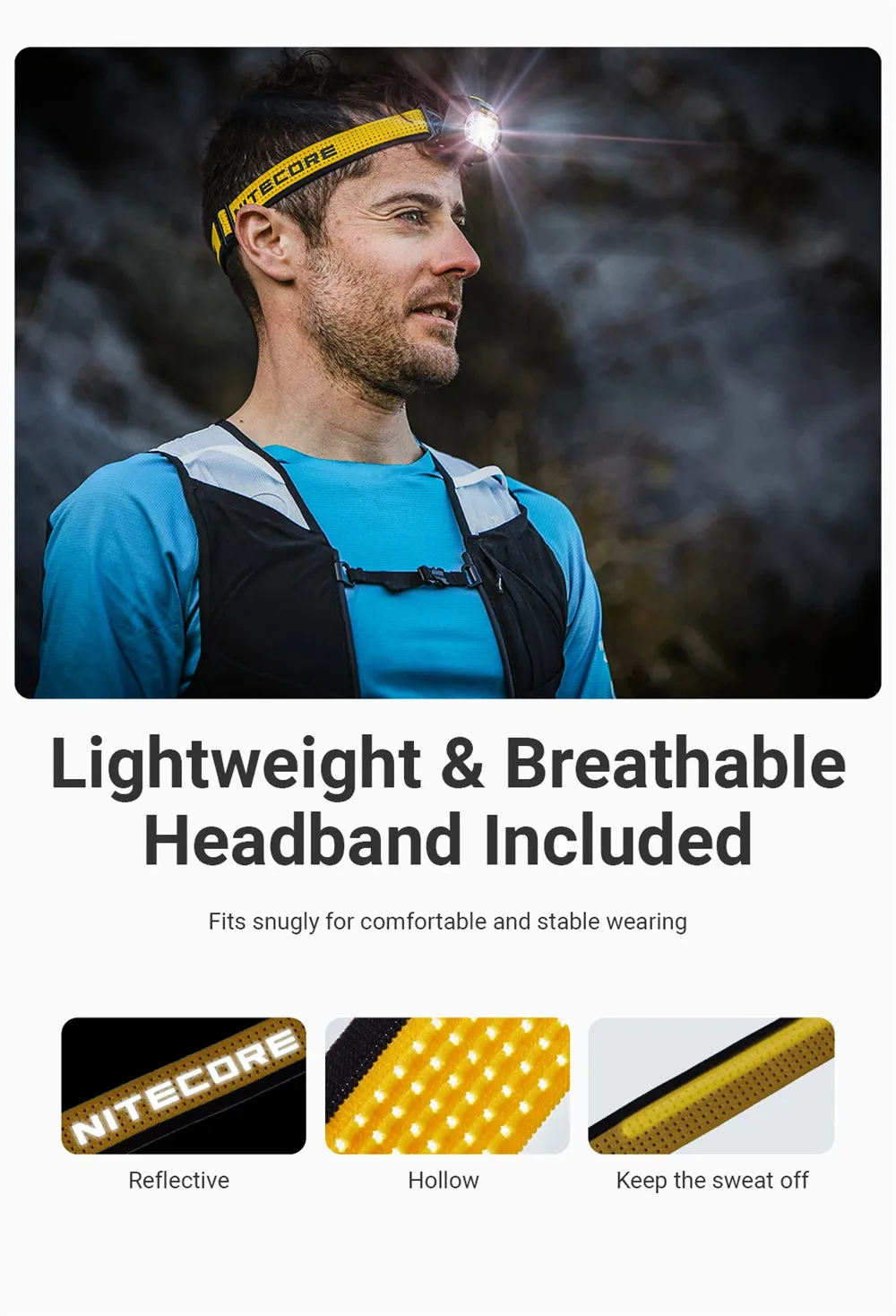 Nitecore UT27 MCT 800 Lumen 3 Color Temperatures Running Headlamp USB Rechargeable LED Headlight With Removable Rechargeable Battery LED Head Torch