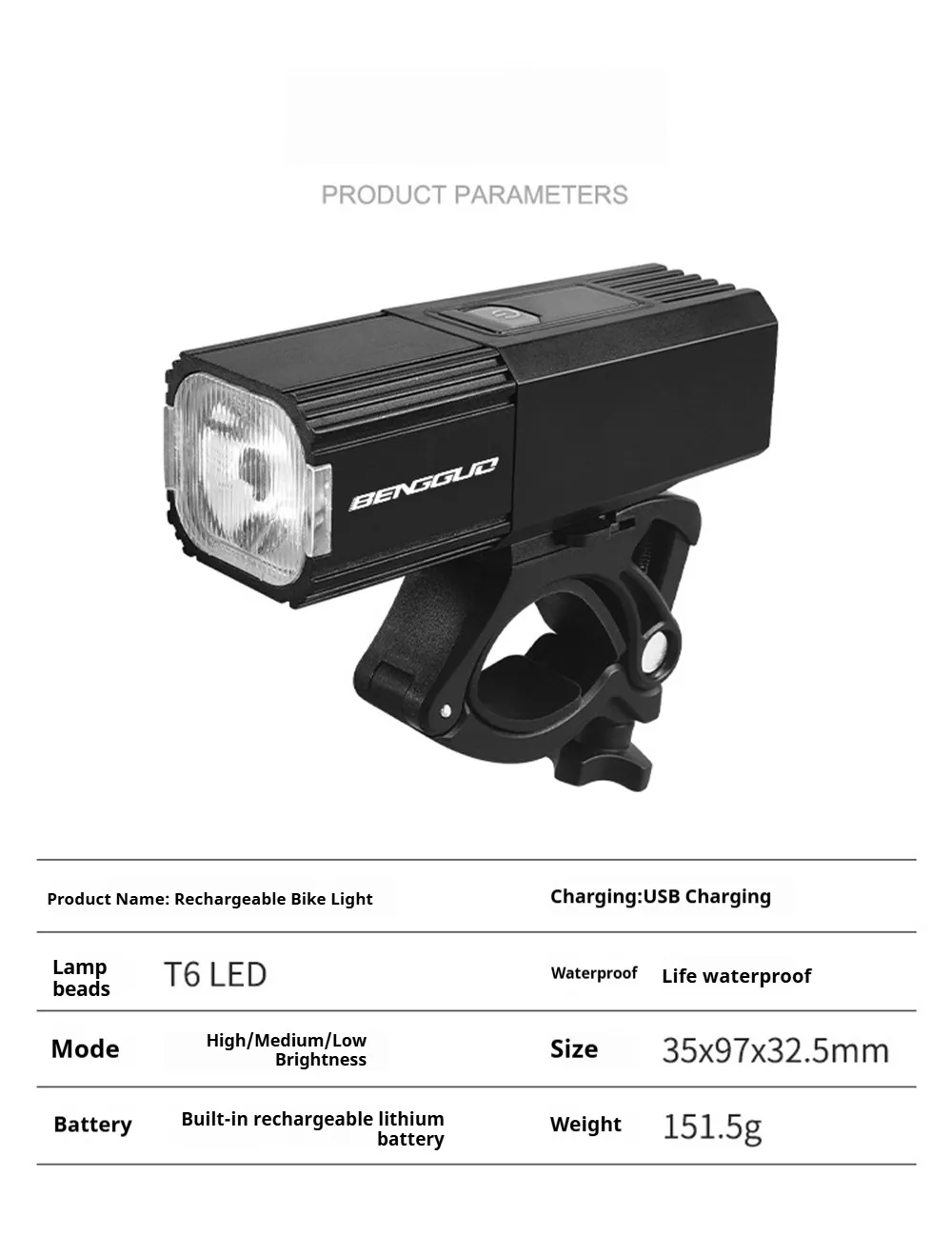 BIKIGHT LED High Brightness Long-range Bicycle Headlight IPX4 Waterproof USB Charging 3 Light Modes Bike Front Light for MTB Night Riding Safety BIKIGHT LED High Brightness Long-range Bicycle Headlight IPX4 Waterproof USB Charging 3 Light Modes Bike Front Light for MTB Night Riding Safety