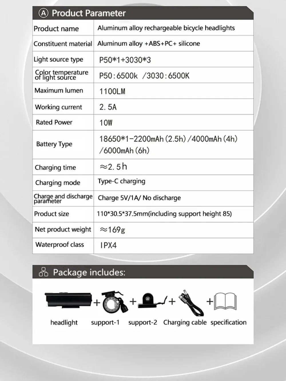 BENGGUO 1100LM Bicycle Headlight High-brightness IPX4 Waterproof Type-C Charging 8 Modes Bike Front Light for MTB Night Riding Safety BENGGUO 1100LM Bicycle Headlight High-brightness IPX4 Waterproof Type-C Charging 8 Modes Bike Front Light for MTB Night Riding Safety