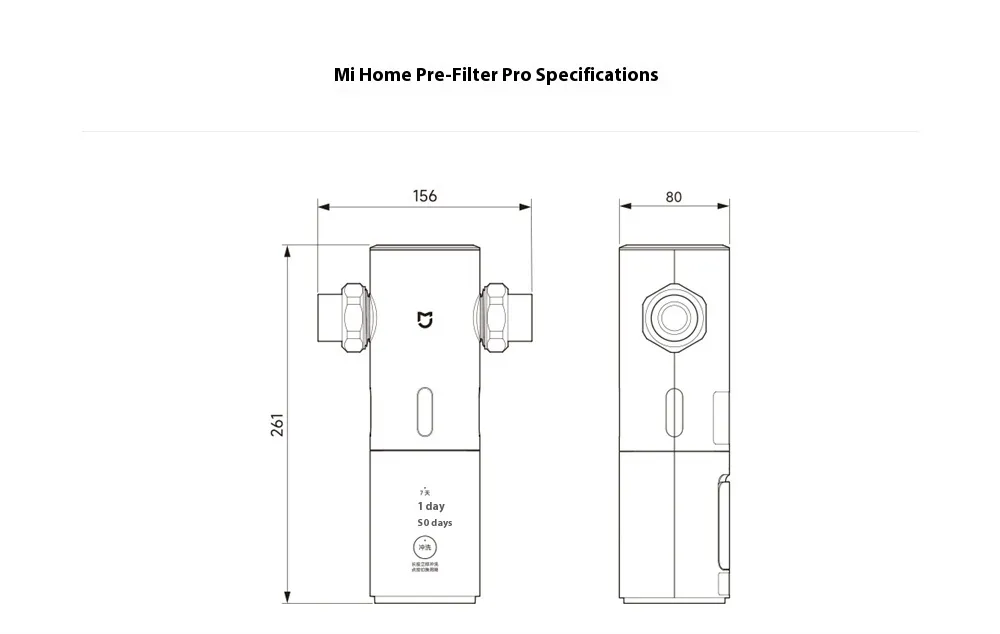 XIAOMI Mijia Pre-Filter Pro Whole House Water Filter System BPA-Free Automatic Flush 8T/h High Flow Lead-Free Safety Anti-Freeze Protection