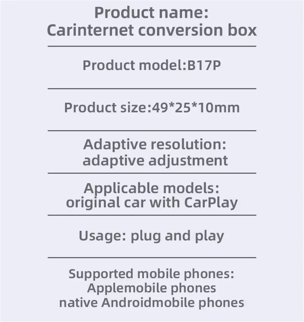2-in-1 Wireless Carplay Android Auto Adapter 5.8G Transmission Frequency Plug and Play