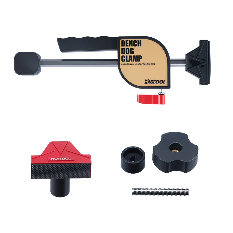 RUITOOL 19mm MFT Workbench Woodworking Clamps Set with 2 PCS Clamps and 2 PCS Bench Dogs for for 3/4 Inch 19mm Workbench Dog Hole
