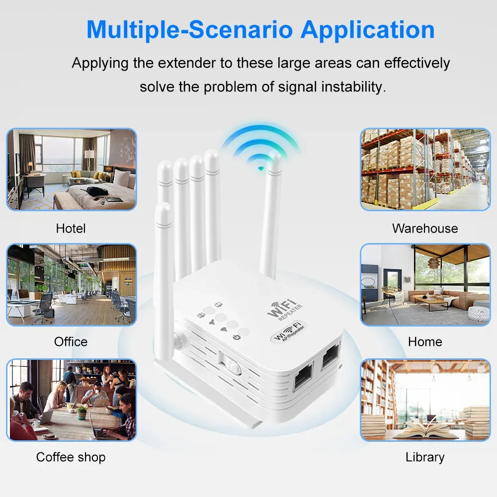 1200Mbps Wireless WiFi Repeater 2.4G&5.8G Signal Router 802.11N Long Range Wireless WiFi Extender Amplifier WIFI Booster with 6 Antennas 1200Mbps Wireless WiFi Repeater 2.4G&5.8G Signal Router 802.11N Long Range Wireless WiFi Extender Amplifier WIFI Booster with 6 Antennas