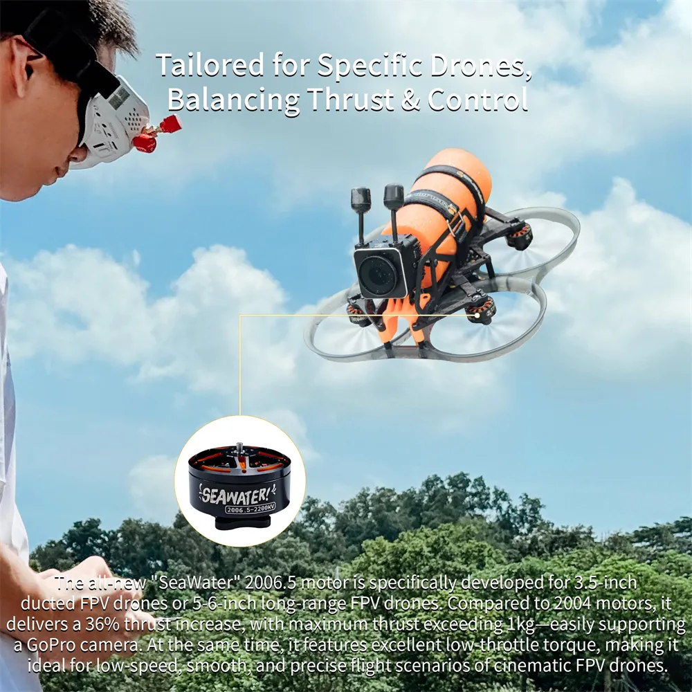 DarwinFPV 2006.5 2200KV Seawater-proof Brushless Motor for 3.5 Inch CineWhoop 5-6 Inch Long Range RC FPV Racing Drones