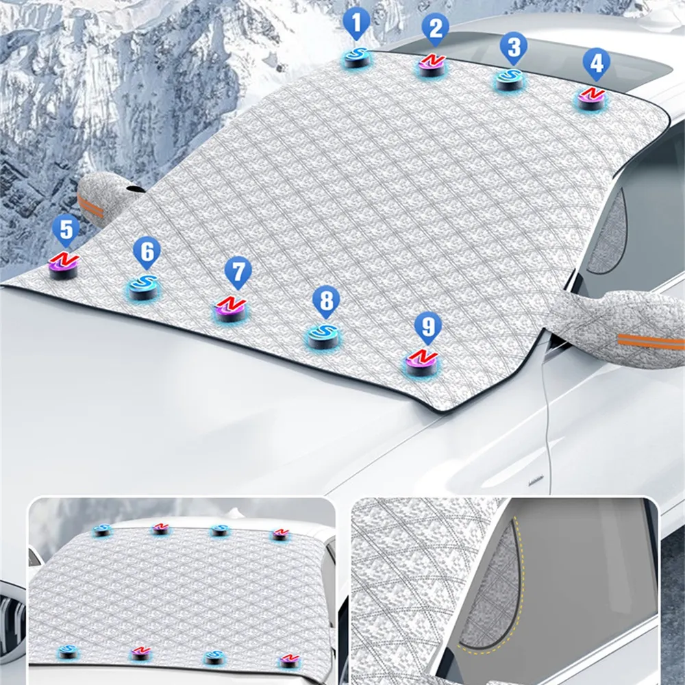 Car Windshield Snow Cover Automobile Anti Freeze Windshield Covers Magnetic Front Window Sun Shade Thickened Protector