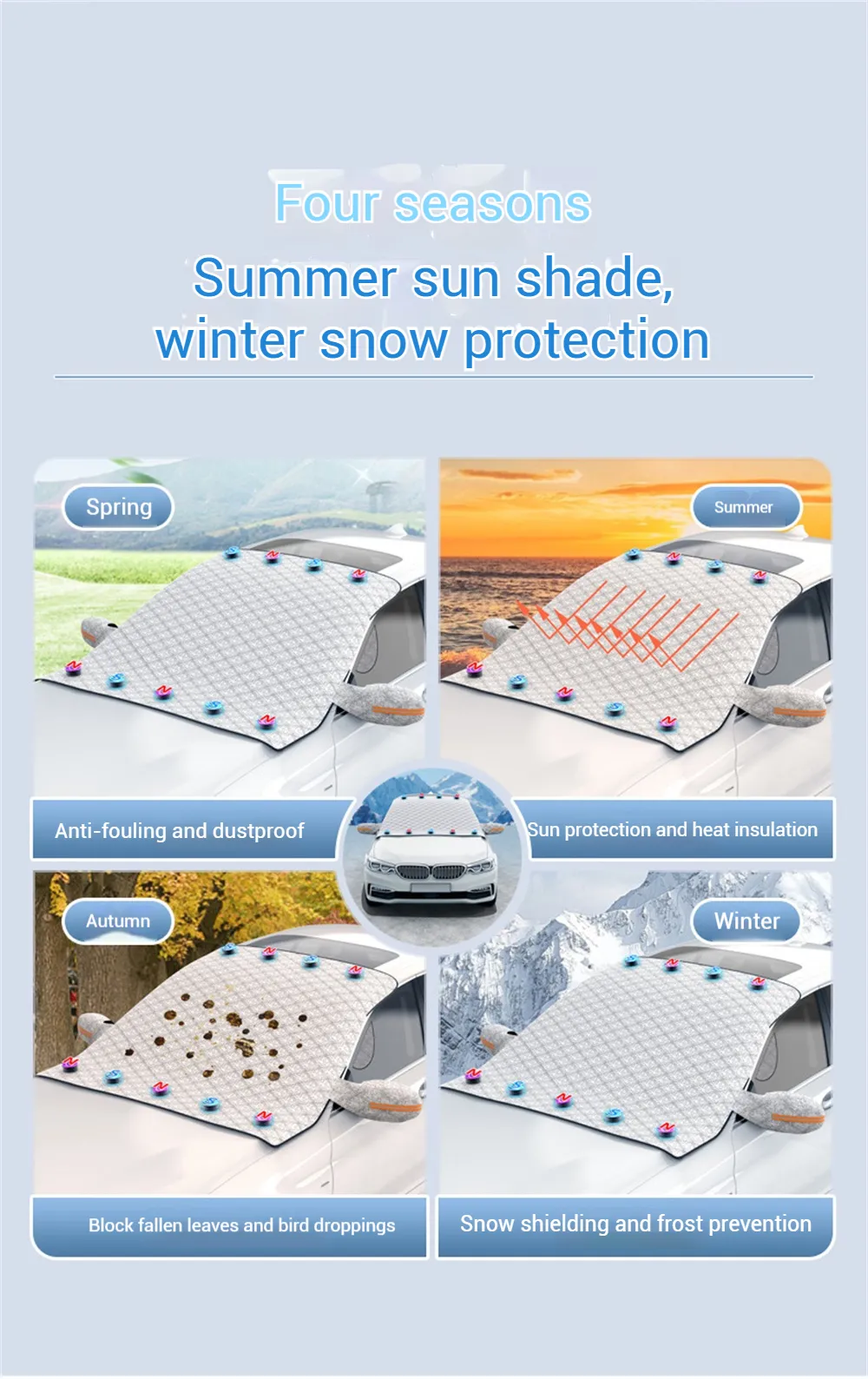 Car Windshield Snow Cover Automobile Anti Freeze Windshield Covers Magnetic Front Window Sun Shade Thickened Protector