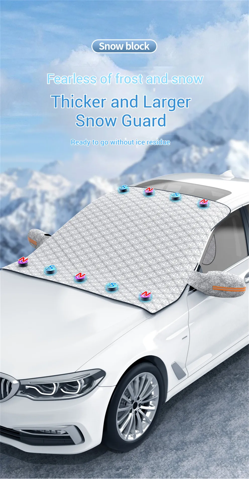 Car Windshield Snow Cover Automobile Anti Freeze Windshield Covers Magnetic Front Window Sun Shade Thickened Protector