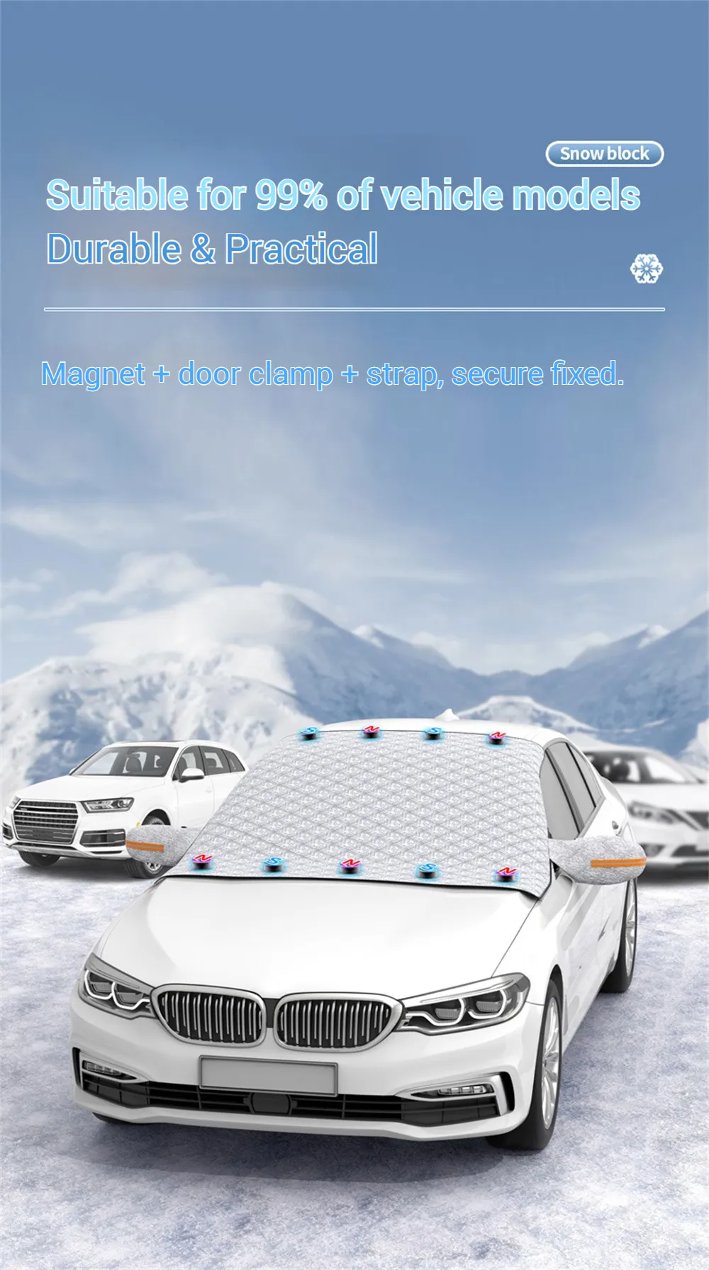 Car Windshield Snow Cover Automobile Anti Freeze Windshield Covers Magnetic Front Window Sun Shade Thickened Protector