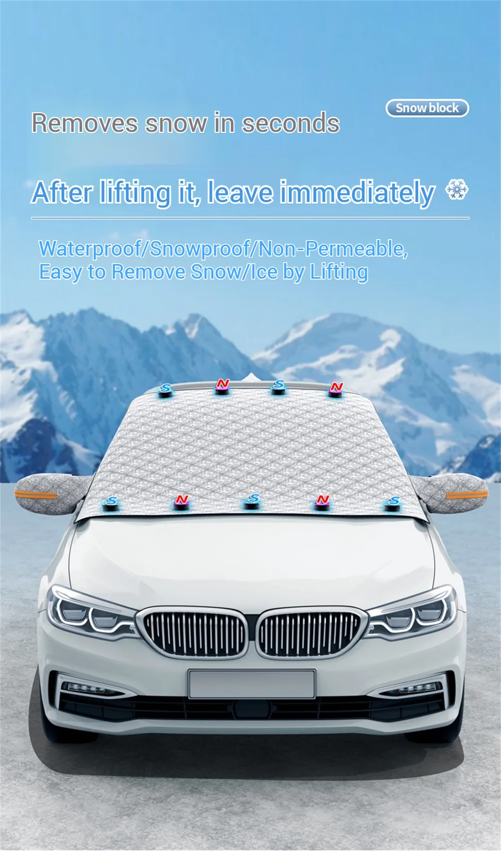 Car Windshield Snow Cover Automobile Anti Freeze Windshield Covers Magnetic Front Window Sun Shade Thickened Protector