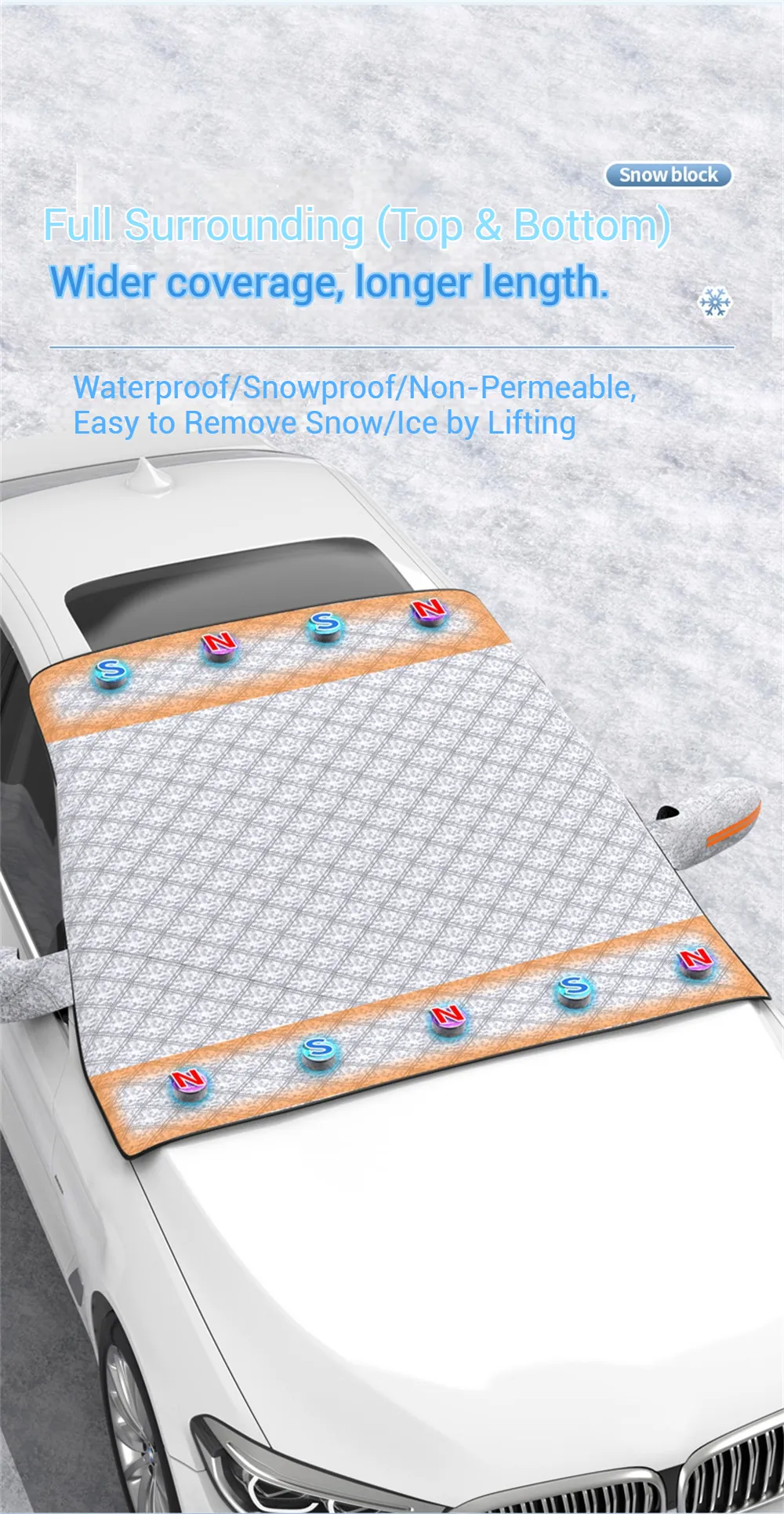 Car Windshield Snow Cover Automobile Anti Freeze Windshield Covers Magnetic Front Window Sun Shade Thickened Protector