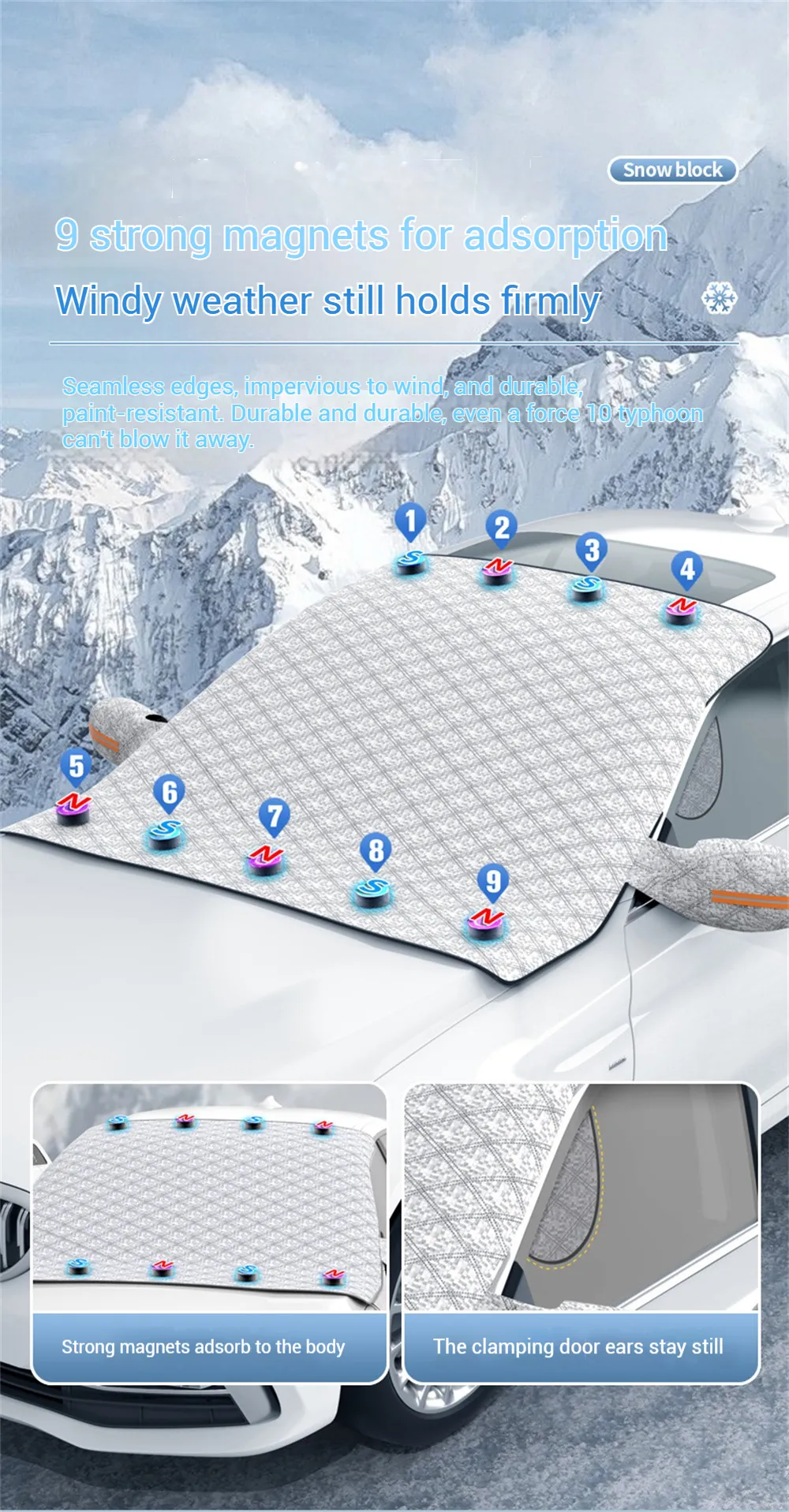 Car Windshield Snow Cover Automobile Anti Freeze Windshield Covers Magnetic Front Window Sun Shade Thickened Protector