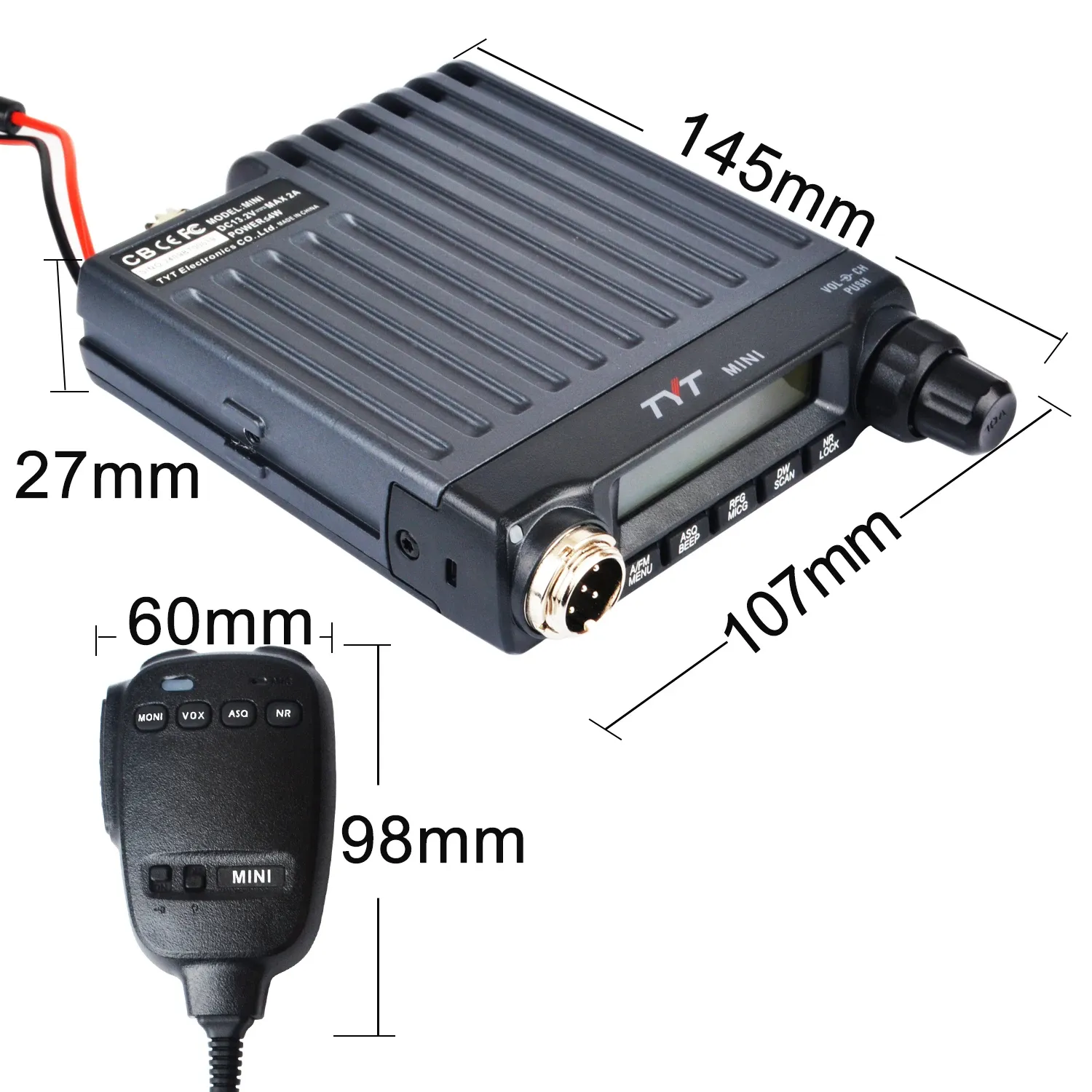 TYT CB Mini Radio 27MHz Mobile Transceiver 40 Channels FM AM Modulation 4W Compact European City Band Walkie Talkie UHF SO239 Connector TYT CB Mini Radio 27MHz Mobile Transceiver 40 Channels FM AM Modulation 4W Compact European City Band Walkie Talkie UHF SO239 Connector