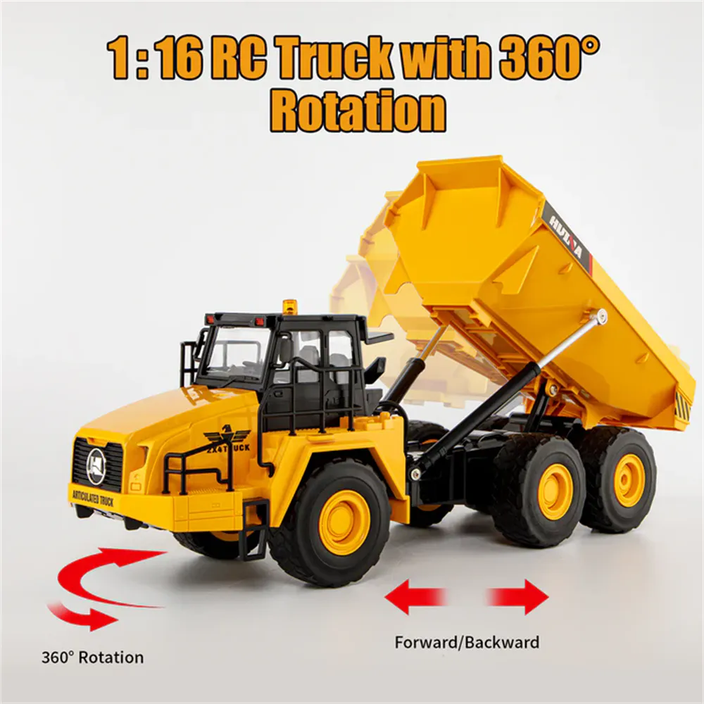 Huina Toys 1553 RTR 1/16 2.4G 11CH RC Car Dump Truck LED Light 360° Rotation Alloy Cab Engineering Remote Control Vehicles Desktop Model Collection Gift For Boys Huina Toys 1553 RTR 1/16 2.4G 11CH RC Car Dump Truck LED Light 360° Rotation Alloy Cab Engineering Remote Control Vehicles Desktop Model Collection Gift For Boys