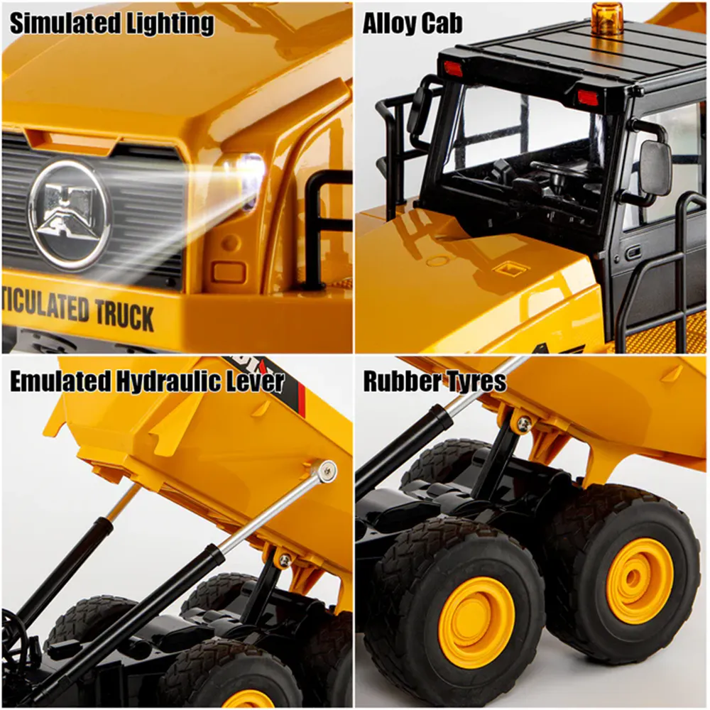 Huina Toys 1553 RTR 1/16 2.4G 11CH RC Car Dump Truck LED Light 360° Rotation Alloy Cab Engineering Remote Control Vehicles Desktop Model Collection Gift For Boys Huina Toys 1553 RTR 1/16 2.4G 11CH RC Car Dump Truck LED Light 360° Rotation Alloy Cab Engineering Remote Control Vehicles Desktop Model Collection Gift For Boys