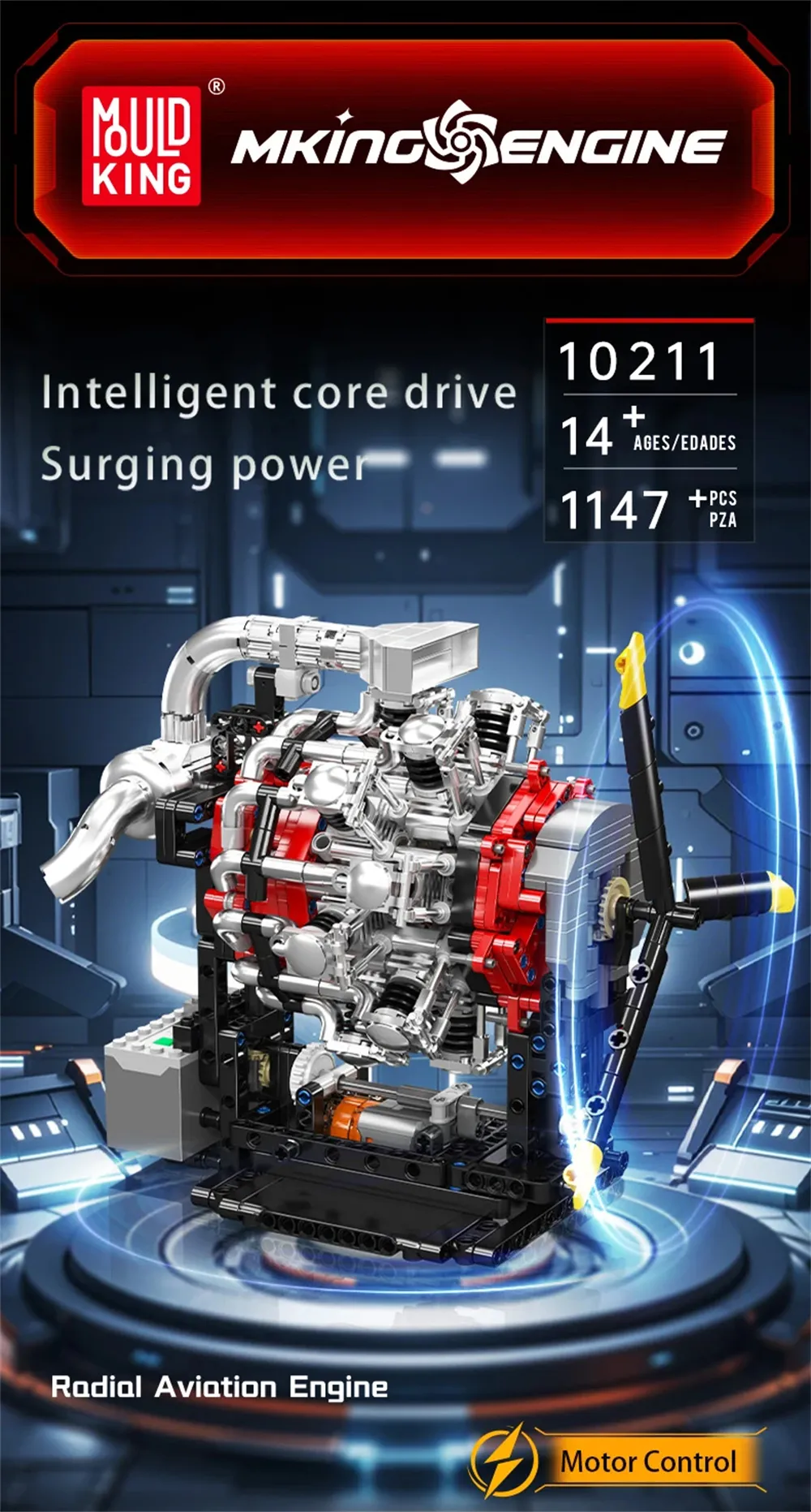 Mould King 10211 Technical Engine Toys Motorized Radial Aviation Engine Building Block Assembly Engine Set 1147PCS Kids Christmas Gift Mould King 10211 Technical Engine Toys Motorized Radial Aviation Engine Building Block Assembly Engine Set 1147PCS Kids Christmas Gift