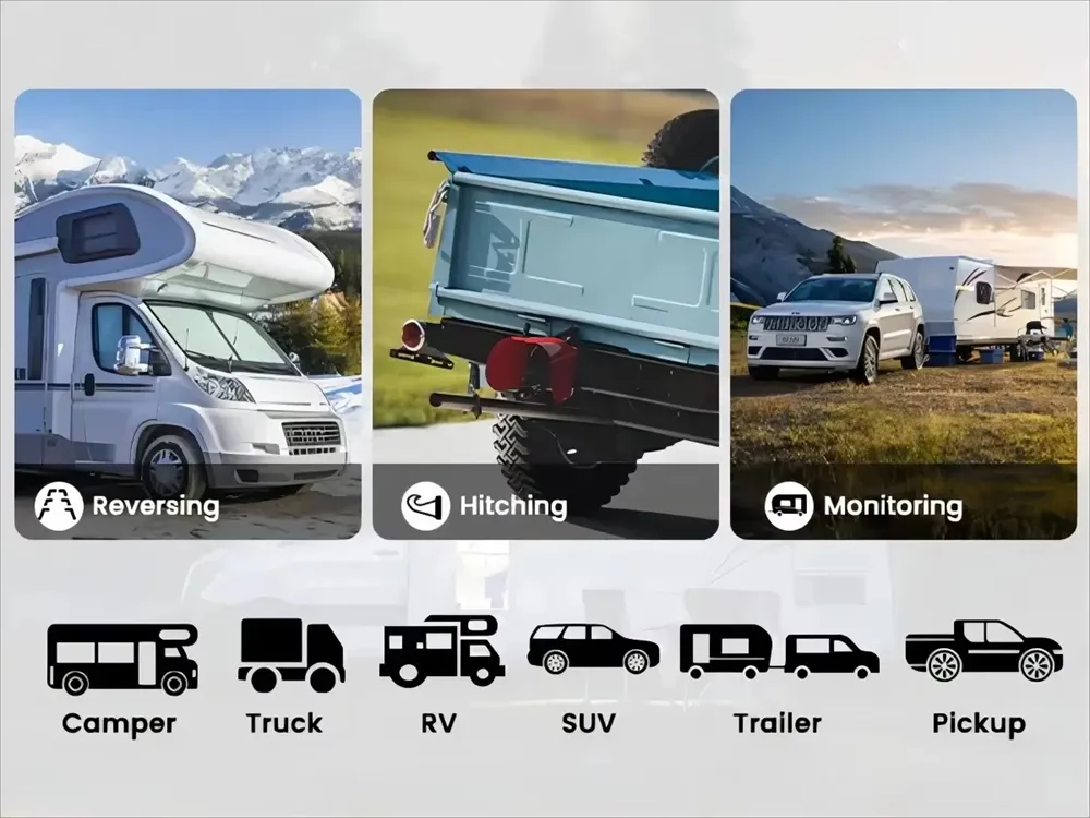 Wireless Solar Energy 720P Rear Front License Wifi Camera Built-in Battery for IPhone Android Phone Truck Car Van RV