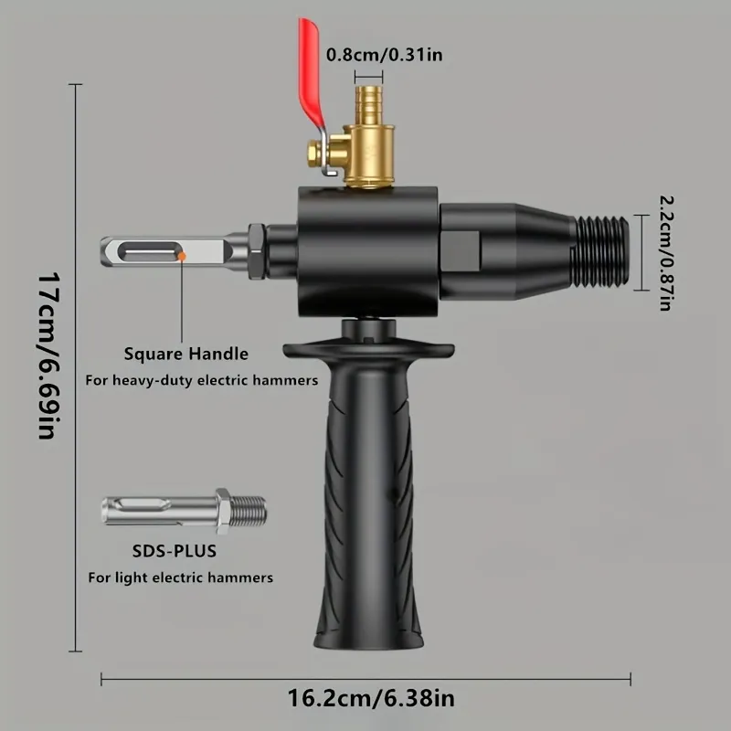 SDS-Plus Square Electric Hammer Adapter M22 Thread Water Injection System Steel Construction for Drilling and Hammering Tools Anti Slip Handle Easy Installation Dust Control Drill Accessories SDS-Plus Square Electric Hammer Adapter M22 Thread Water Injection System Steel Construction for Drilling and Hammering Tools Anti Slip Handle Easy Installation Dust Control Drill Accessories