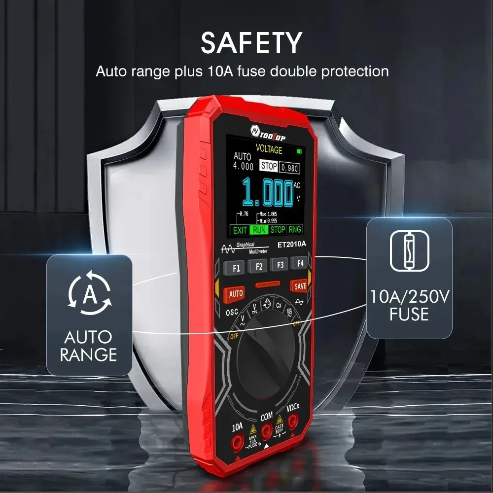 17 inch Screen Digital Oscilloscope Multimeter 2 in 1 Handheld Car Maintenance Diagnostic Tool 1MHz 2.5MSps Laboratory Oscilloscope Electrical Repair Oscilloscope