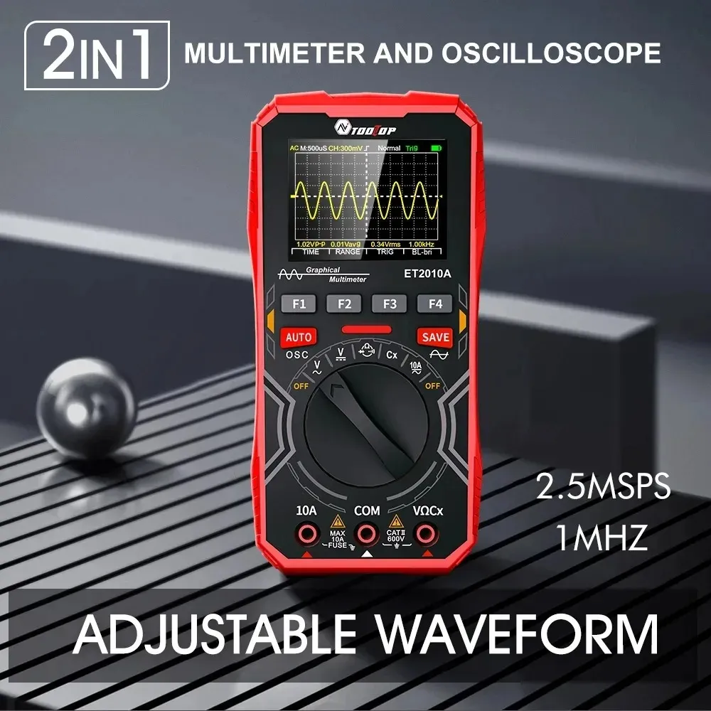 17 inch Screen Digital Oscilloscope Multimeter 2 in 1 Handheld Car Maintenance Diagnostic Tool 1MHz 2.5MSps Laboratory Oscilloscope Electrical Repair Oscilloscope