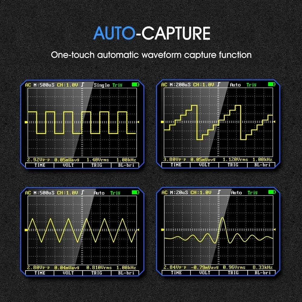 17 inch Screen Digital Oscilloscope Multimeter 2 in 1 Handheld Car Maintenance Diagnostic Tool 1MHz 2.5MSps Laboratory Oscilloscope Electrical Repair Oscilloscope