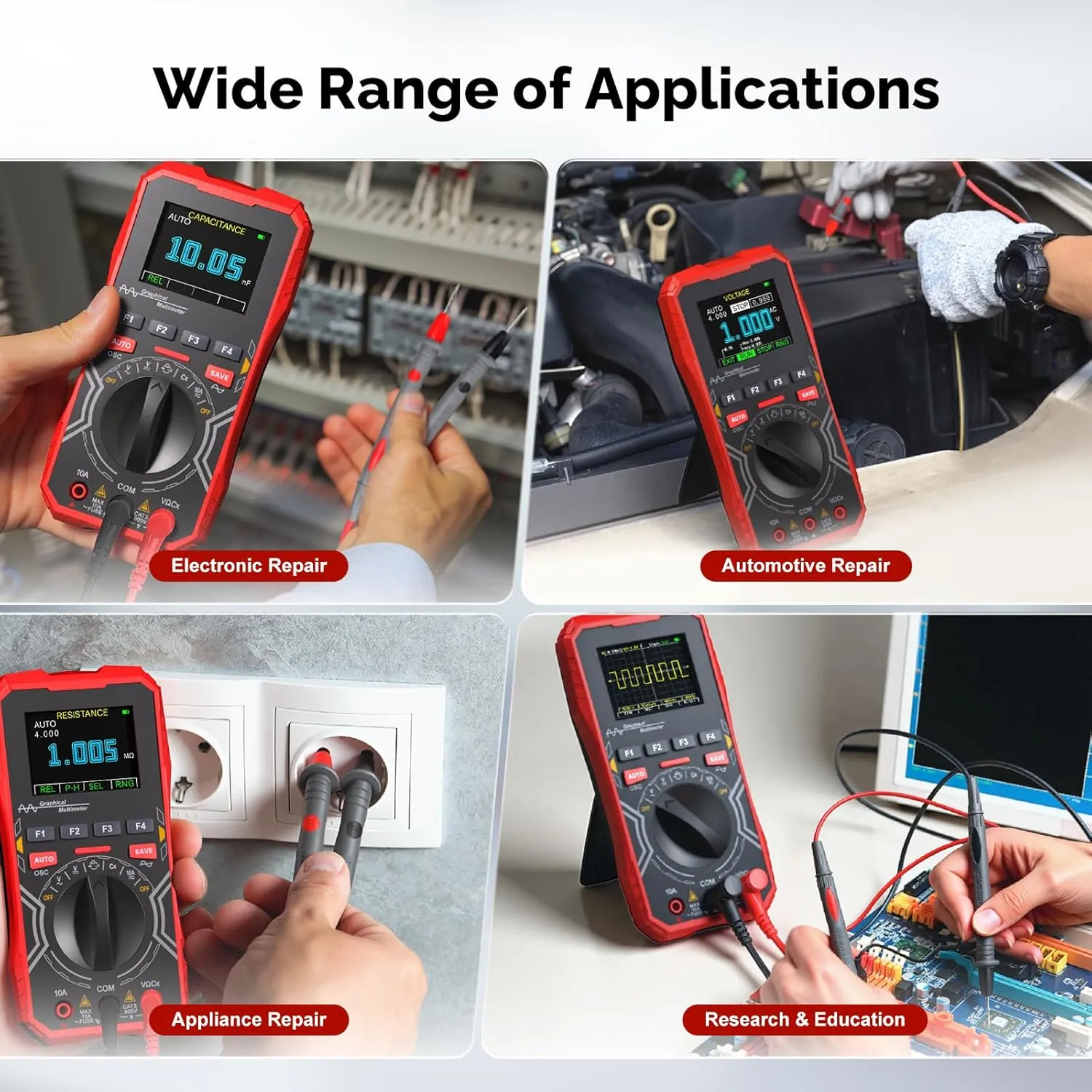 17 inch Screen Digital Oscilloscope Multimeter 2 in 1 Handheld Car Maintenance Diagnostic Tool 1MHz 2.5MSps Laboratory Oscilloscope Electrical Repair Oscilloscope