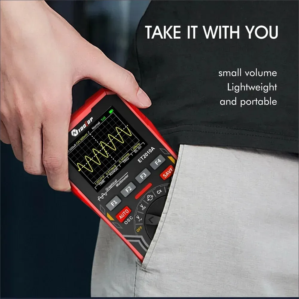 17 inch Screen Digital Oscilloscope Multimeter 2 in 1 Handheld Car Maintenance Diagnostic Tool 1MHz 2.5MSps Laboratory Oscilloscope Electrical Repair Oscilloscope