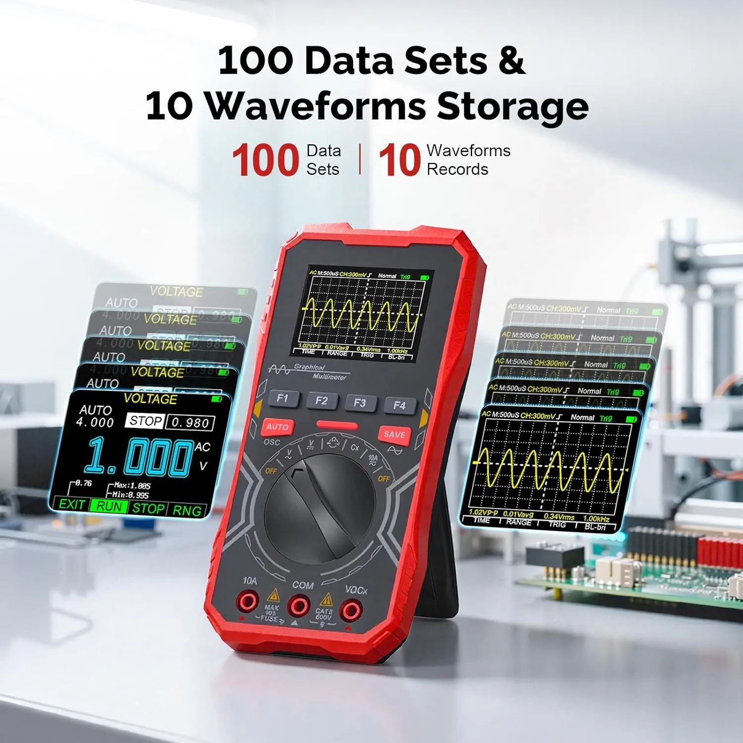 17 inch Screen Digital Oscilloscope Multimeter 2 in 1 Handheld Car Maintenance Diagnostic Tool 1MHz 2.5MSps Laboratory Oscilloscope Electrical Repair Oscilloscope
