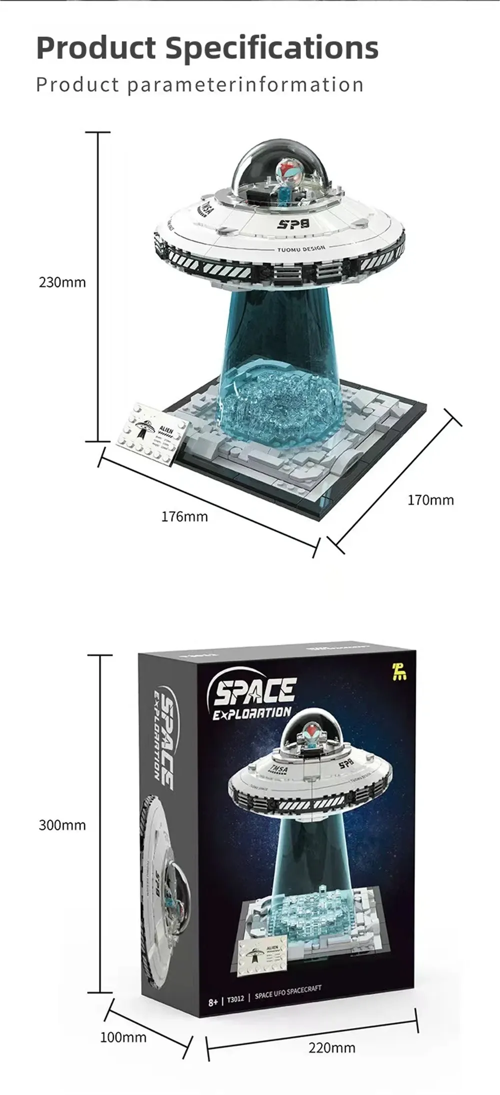 TUOMU T3012 Space Exploration Model UFO Spaceship LED Light Building Block Brick Toy Set for Kids Children Gift TUOMU T3012 Space Exploration Model UFO Spaceship LED Light Building Block Brick Toy Set for Kids Children Gift