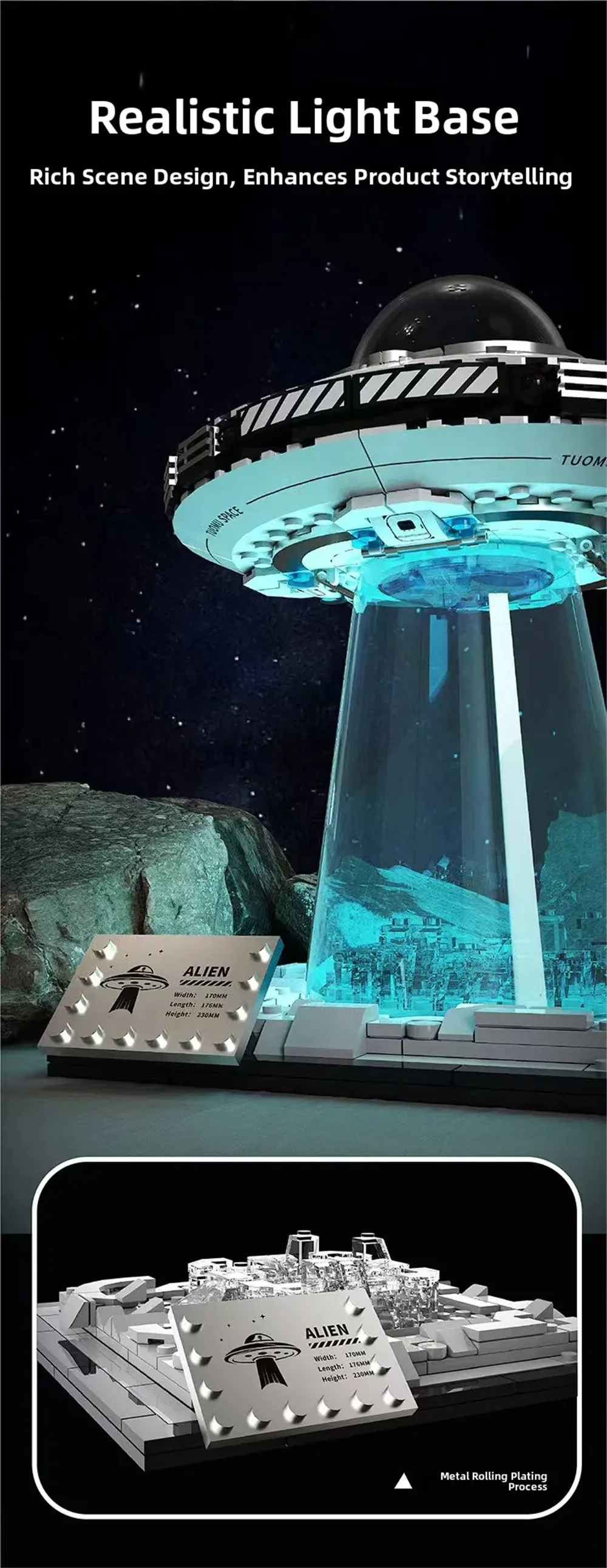 TUOMU T3012 Space Exploration Model UFO Spaceship LED Light Building Block Brick Toy Set for Kids Children Gift TUOMU T3012 Space Exploration Model UFO Spaceship LED Light Building Block Brick Toy Set for Kids Children Gift