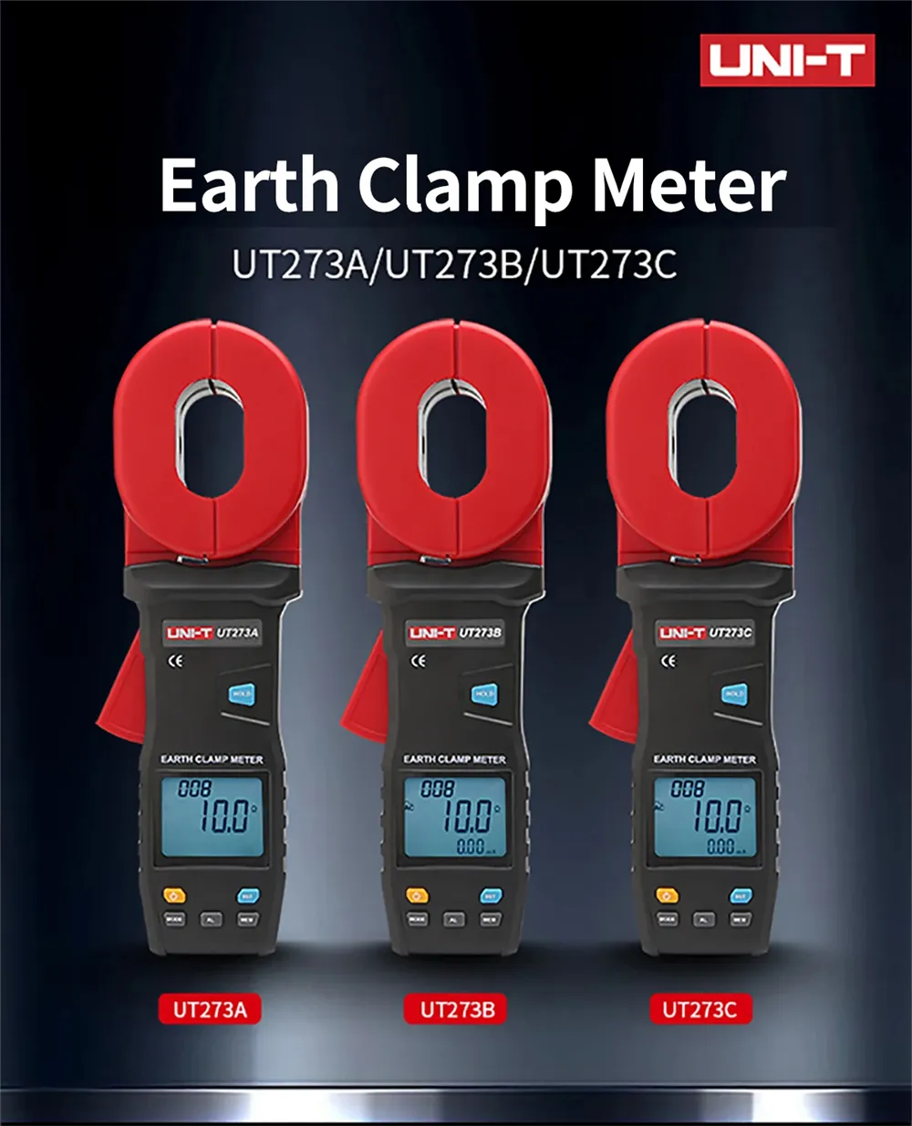 UNI-T UT273A UT273B UT273C Clamp Earth Resistance Tester High Accuracy Resistance Measurement 0.010-1200Ω AC Current 20.0A USB Bluetooth Data Storage 500 Sets Professional Clamp Meter
