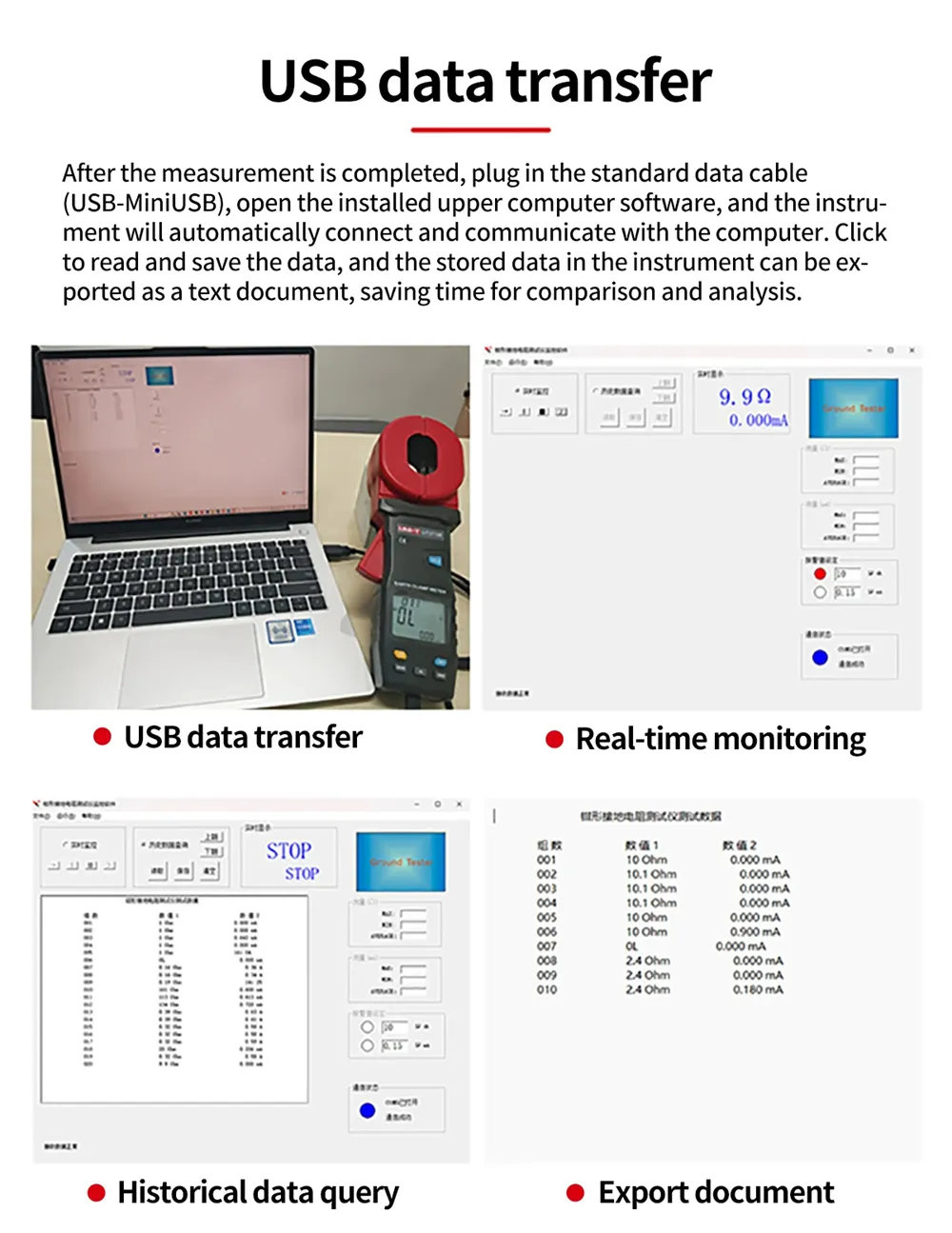 UNI-T UT273A UT273B UT273C Clamp Earth Resistance Tester High Accuracy Resistance Measurement 0.010-1200Ω AC Current 20.0A USB Bluetooth Data Storage 500 Sets Professional Clamp Meter