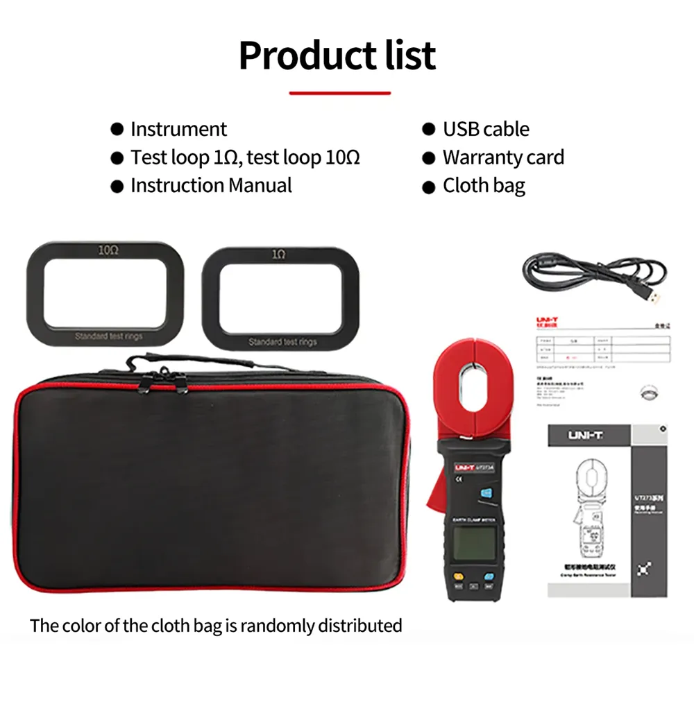 UNI-T UT273A UT273B UT273C Clamp Earth Resistance Tester High Accuracy Resistance Measurement 0.010-1200Ω AC Current 20.0A USB Bluetooth Data Storage 500 Sets Professional Clamp Meter