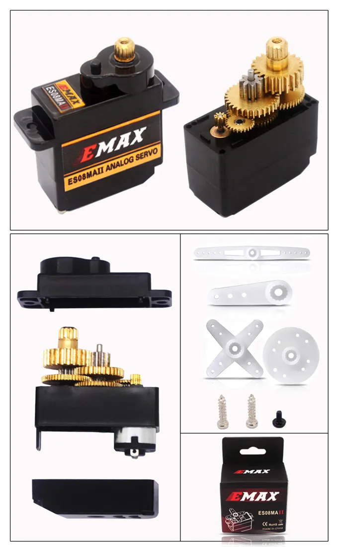 Servo analogico EMAX ES08MA II 12g Mini Metal Gear per modello RC