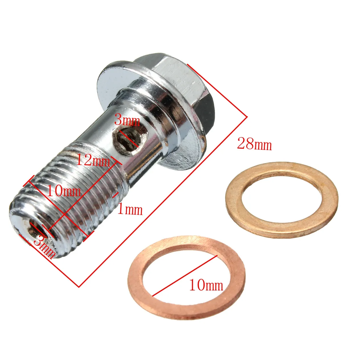 10mm M10x1.00 Chrome Banjo Bolt Brake Caliper Master Cylinder Fitting