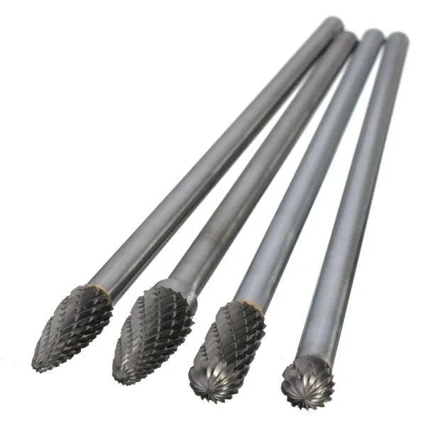 Rotary Burr 1/4 Inch Shank 6 Inch Long Carbide Cutter CNC Engraving Bit For Dremel