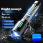 Longe Range Telescopic Zoom Whtie Spotlight LED Flashlight with Bright COB Floodlight Type-C Charging Emergency Tactical Handheld Light Multi Functional Outdoor Hiking Camping