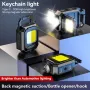 Mini LED Flashlight Keychain Light Double COB Lights with Magnet Built-in Battery USB Rechargeable Work Lights