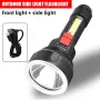 Portable 9LED+COB 800LM Dual Light Source Flashlight Built-in 1200mAh Battery USB Rechargeable For Household Hiking Emergency Torch