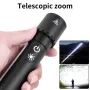 1000LM Super Bright LED Tactical Flashlights with COB Sidelight, 21700 Battery, USB Rechargeable Telescopic Zoom Best Small LED Torch IPX4 Waterproof for Camping Emergency
