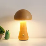LED Night Light With Touch Switch Wooden Cute Mushrooms Bedside Table Lamp For Bedroom Childrens Room Sleeping Night Lamps