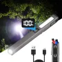 W08 Portable LED Medical Handy Pen Light 6 Modes Pocket Penlight Cordless Rechargeable Magnetic Work Lamp for Doctor Nurse Diagnosis Outdoor LED Flashlight Torch