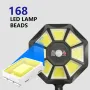 168COB Solar Motion Sensor Wall Light with 360° Rotation Remote Control IP65 Waterproof Outdoor Security Floodlight